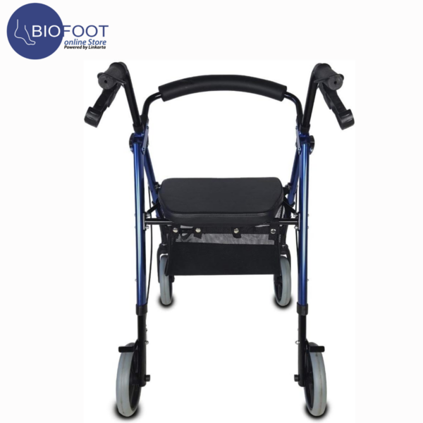 Euromed Rollator Walker for Elderly 4 Wheeled Rollator with Brakes, Walking Frame for Handicapped, Underseat Bag, Ergonomic Brakes and Padded Back - Blue  9188 Rollator - Image 3