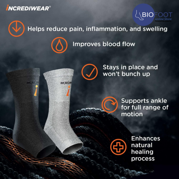 Incrediwear Ankle Sleeve -Ankle Brace for Joint Pain Relief, Sprained Ankle Support, Inflammation Relief, and Circulation, Ankle Support for Women and Men Black (1 Sleeve) GB707 - Image 2