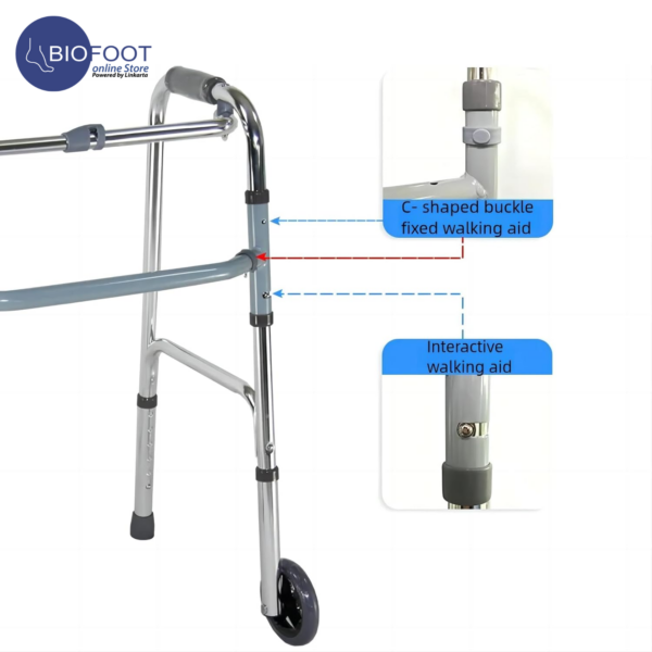 Euromed 9125 Aluminum Height Adjustable Walker with Wheels | Foldable Walker for Elderly, Seniors, Disabled & Adults | Portable Walking Frame for Indoor & Outdoor Use - Image 2