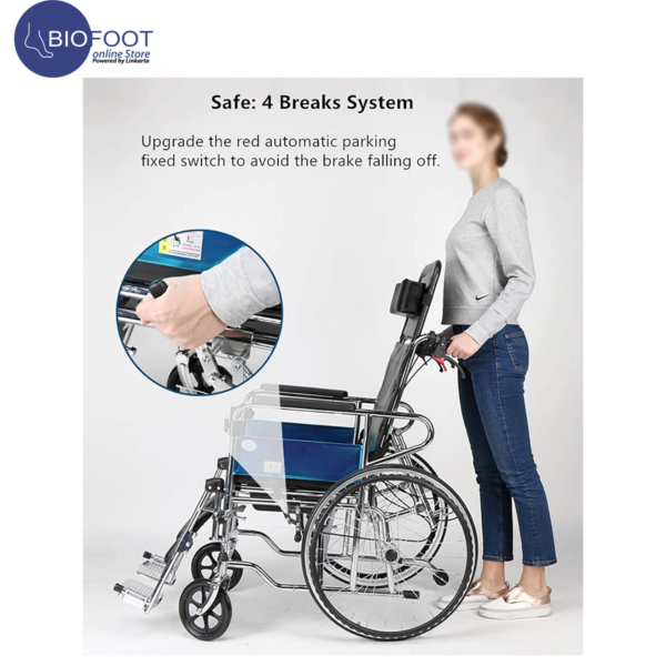 Euromed 954-GC Reclining Wheelchair Elevated Leg Rests Durable & Lightweight Folding Wheelchair | Adjustable & Mobility Wheelchair - Image 4