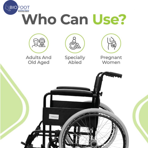 Euromed 809TB Wheelchair Stainless Steel Foldable Self-Propelled Wheelchairs with Fixed Foot Pedal/Armrest Suitable for the Elderly/Child/Disabled - Image 2