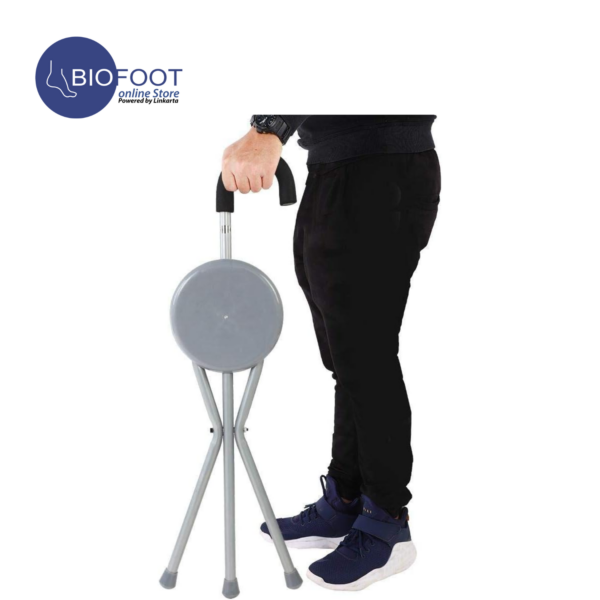 Euromed 943 Walking stick with Seat, Unisex for Senior and Elderly Adjustable Portable Folding Walking Stick Chair Seat Stool Iron Pipe Cane Stool Cane Chair Stool Trekking Pole for Travel Canes - Image 5