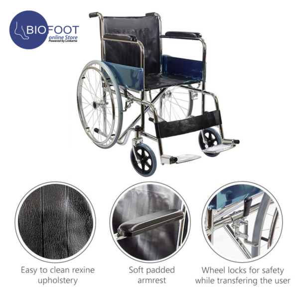 Euromed 973-61 Heavy Duty Wheelchair Foldable Wheelchair for Elderly, Seniors, Disabled, Patients, Adults & Old Person - Image 4