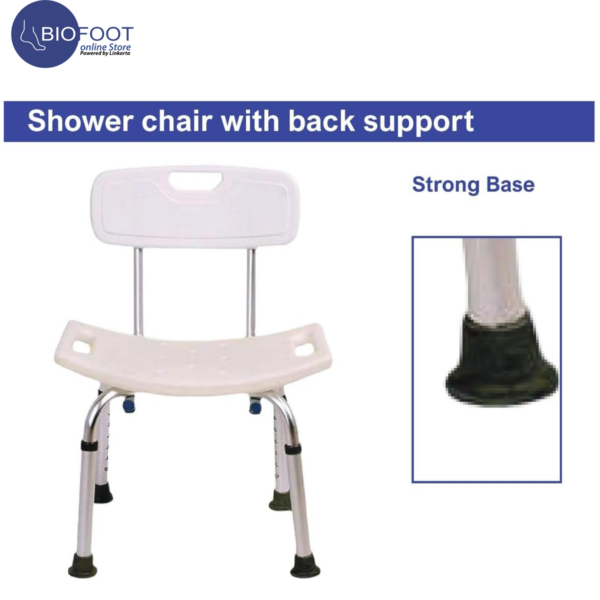 Euromed 798LH Shower Chair for Elderly and Senior, Back Support, Backrest, Seat Handle, Aluminium Frame, Draining Holes, Adjustable Height - Image 5