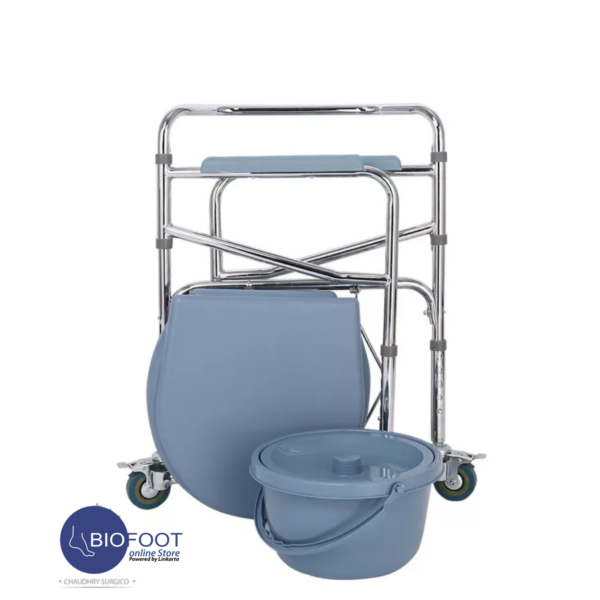 Euromed 696 Commode Chair with Wheels, Medical Commode Stool & Commode Toilet Chair for Elderly & Adults, Hospital Commode Chair for Disabled & Handicap, Folding Bath Shower Commode Chair - Image 6