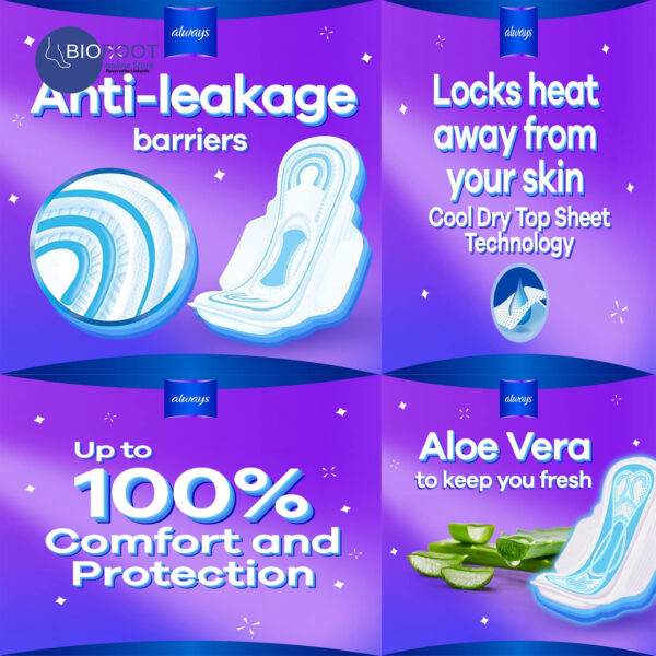 Always Aloe Cool Zero Irritation Feel with Aloe Vera Essence Maxi Thick 10pads with Wing - Image 2
