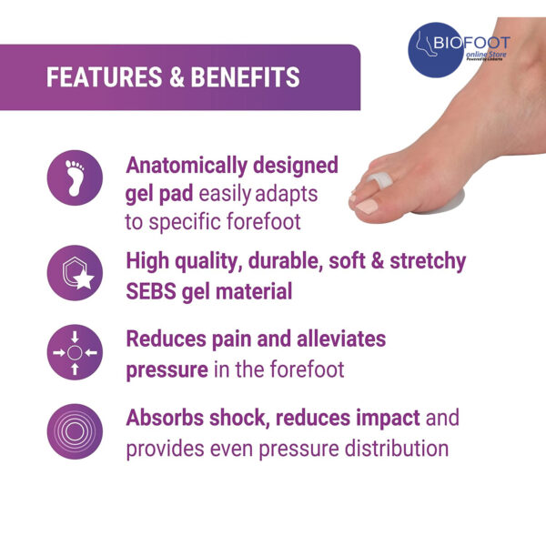 BIOFOOT Clear Silicone Gel Forefoot Metatarsal Pad with Loop, Prevent Pain, Blisters, Calluses, Morton's Neuroma, 
  sesamoiditis, cushioning Pad One Size - Image 6
