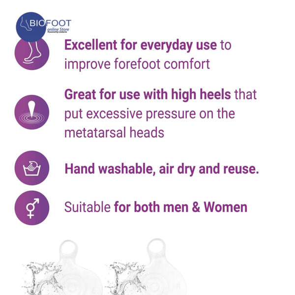 BIOFOOT Clear Silicone Gel Forefoot Metatarsal Pad with Loop, Prevent Pain, Blisters, Calluses, Morton's Neuroma, 
  sesamoiditis, cushioning Pad One Size - Image 4