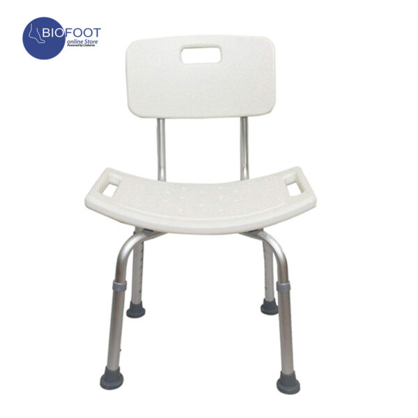 Euromed 798LH Shower Chair for Elderly and Senior, Back Support, Backrest, Seat Handle, Aluminium Frame, Draining Holes, Adjustable Height