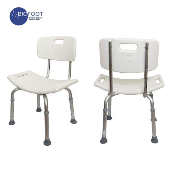 Euromed 798LH Shower Chair for Elderly and Senior, Back Support, Backrest, Seat Handle, Aluminium Frame, Draining Holes, Adjustable Height - Image 2