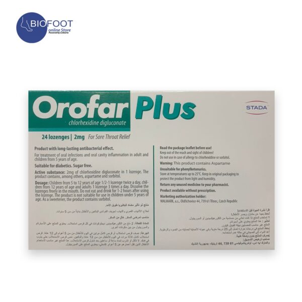 Orofar Plus Sore Throat Relief Mint Chlorhexidine 24 Lozenges - Image 2