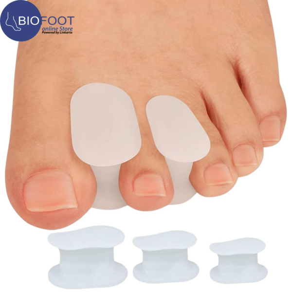 BIOFOOT Silicone Gel Toe Spacers - Effective Separator for Overlapping Toes, Pain Relief, Alignment Support for Crooked or Claw Toes - Unisex, 2-Pack for Comfort and Correction