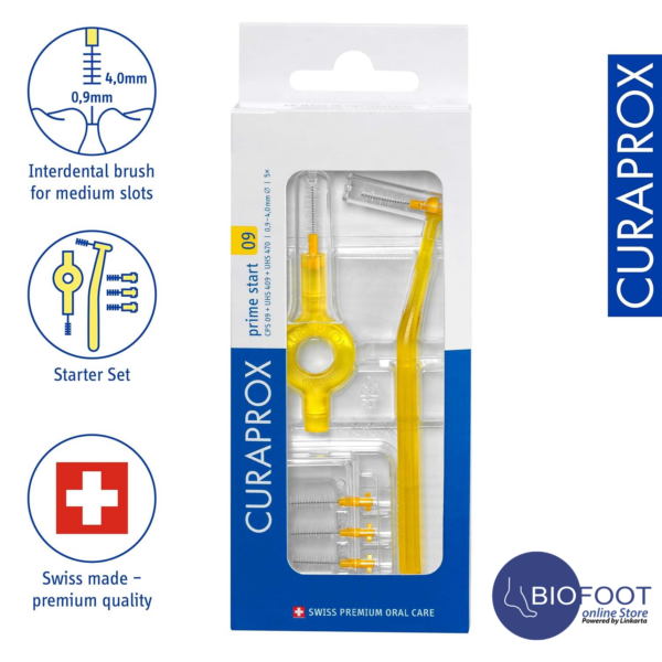 Curaprox CPS09 Prime Start Interdental Brushes Set, 5 Interdental Brushes CPS 09 + 1 UHS 409 Holder + 1 UHS 470 Holder, 0.9 mm Diameter, 4 mm Effectiveness - Image 4