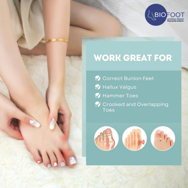 BIOFOOT Silicone Gel Toe Spacers - Effective Separator for Overlapping Toes, Pain Relief, Alignment Support for Crooked or Claw Toes - Unisex, 2-Pack for Comfort and Correction - Image 3