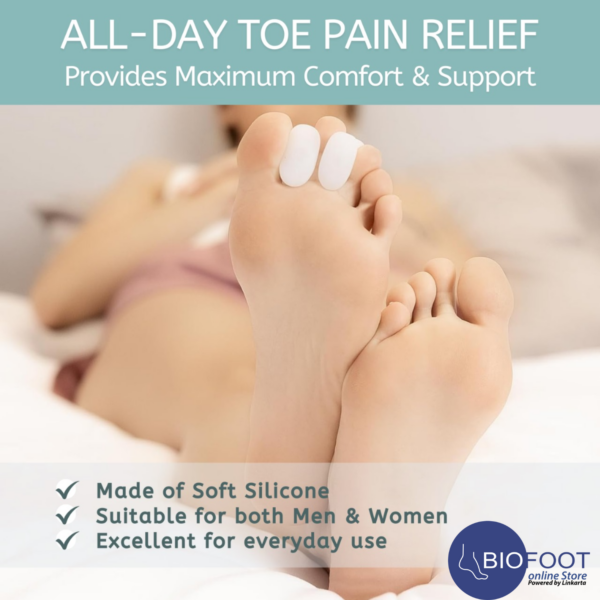 BIOFOOT Silicone Gel Toe Spacers - Effective Separator for Overlapping Toes, Pain Relief, Alignment Support for Crooked or Claw Toes - Unisex, 2-Pack for Comfort and Correction - Image 9