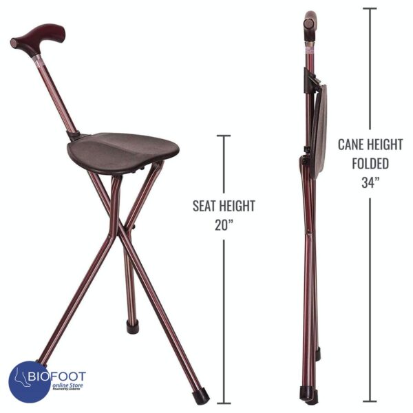 Euromed aluminium walking stick with seat  brown model 9402 L - Image 3