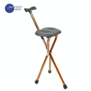 Euromed aluminium walking stick with seat  brown model 9402 L