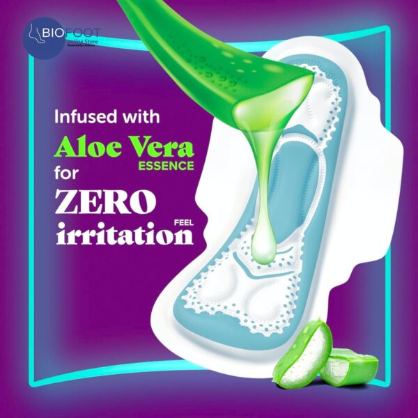 Always Aloe Cool Disposable Pads With Aloe Vera Essence For Light Days, For Zero Irritation Feel, Long Maxi Thick Pads With Wings, 30 Count - Image 3