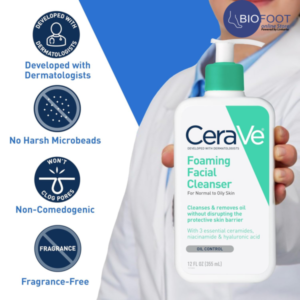 Cerave Foaming Cleanser for Normal to Oily Skin 236ml - Image 3