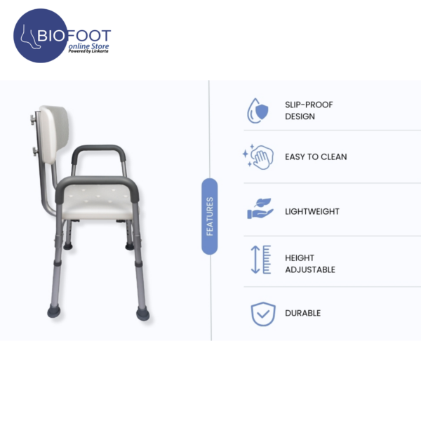 Euromed 736L Bath Bench With Handle Adjustable Shower Stool & Bathroom Chair for Patients, Disabled & Seniors, Medical Shower Seat & Bath Shower Chair for Elderly, Handicap & Adults - Image 2