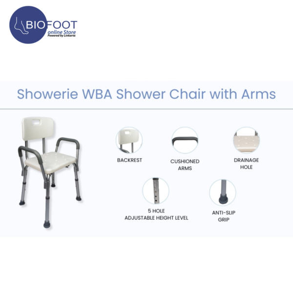 Euromed 736L Bath Bench With Handle Adjustable Shower Stool & Bathroom Chair for Patients, Disabled & Seniors, Medical Shower Seat & Bath Shower Chair for Elderly, Handicap & Adults - Image 3