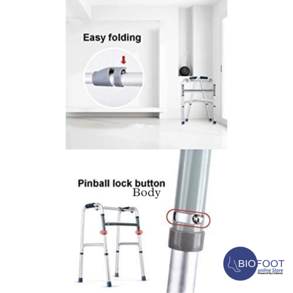 Euromed 913 Foldable Lightweight Aluminum Walker Without Wheels for Seniors, Adults, Patients & Disabled People | Medical Indoor & Outdoor Walker Without Wheels - Image 2