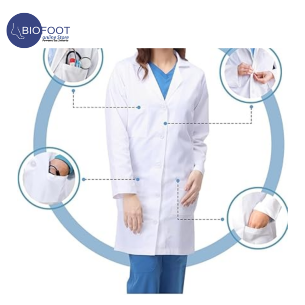 Euromed White Lab Coat Cotton Professional Men Scrubs Lab Coats White Long Sleeve Scrubs For Men and Women - Image 4