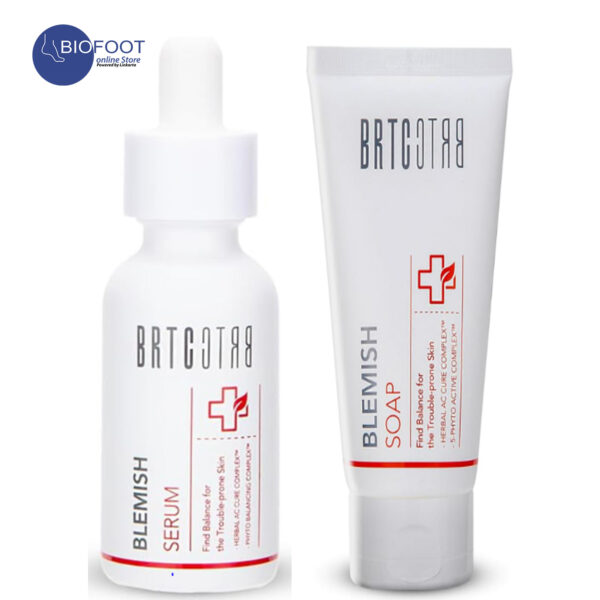 BRTC Anti Blemish SOS Kit- Serum 30ml + Soap 125ml (Offer Pack), Soap for Daily Wash for all skin types, and Serum for Blemish Treatment, Soothing & Brightening