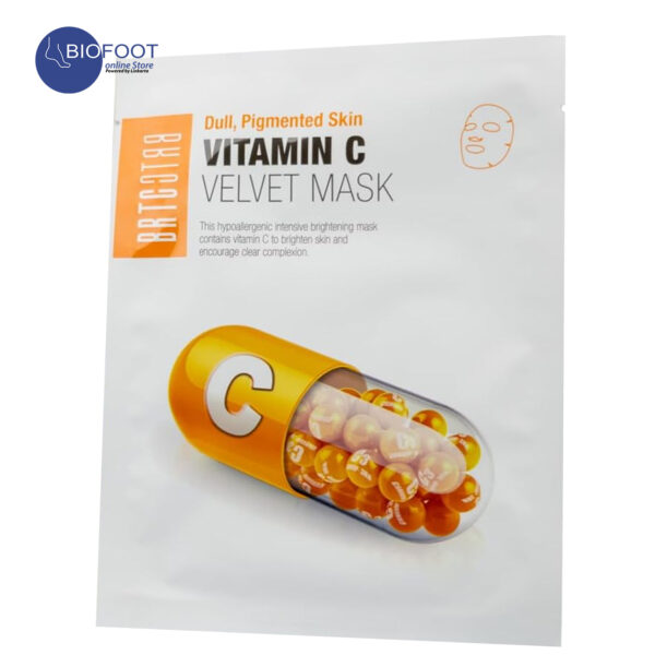 BRTC Vitamin C Velvet Face Mask, Boosting Skin Energy, Hydrating, Moisturizing, Brightening, and Improving Skin Texture, 1 Sachet 25g