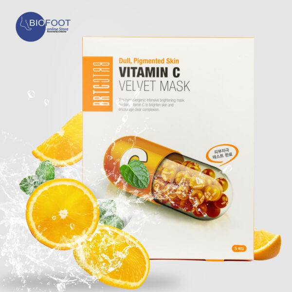 BRTC Vitamin C Velvet Face Mask, Boosting Skin Energy, Hydrating, Moisturizing, Brightening, and Improving Skin Texture, 1 Sachet 25g - Image 2