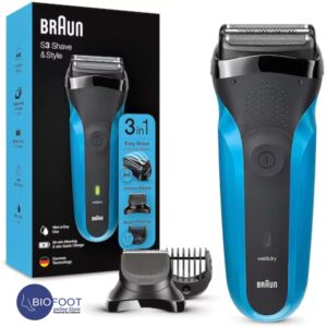Braun Series 3 Shave 310Bt And Style Rechargeable Wet And Dry Electric Shaver, Blueblack