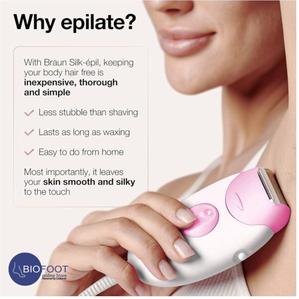 Braun Silk Epil 3 ES420, Epilator for Long-Lasting Hair Removal, Bikini Styler, 20 Tweezer system, Smartlight technology, Massage rollers, Raspberry Pink - Image 5