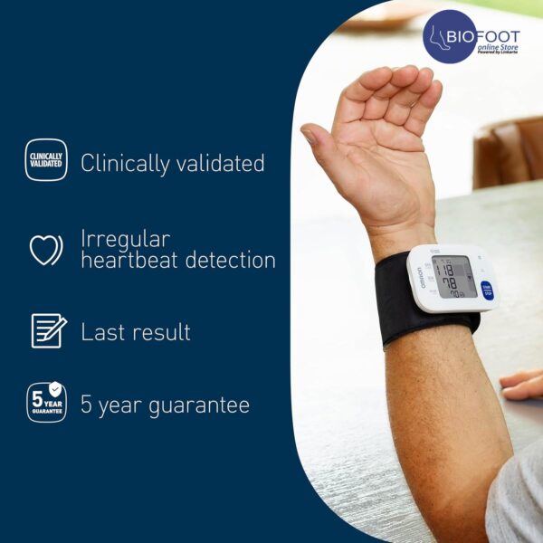 OMRON RS1 Automatic Wrist Blood Pressure Monitor for Home Use or on The Go - Clinically Validated Wrist Blood Pressure Machine with Pre-Formed Wrist BP Cuff (13.5-21.5 cm) - Cuff Wrap Guide Included - Image 5