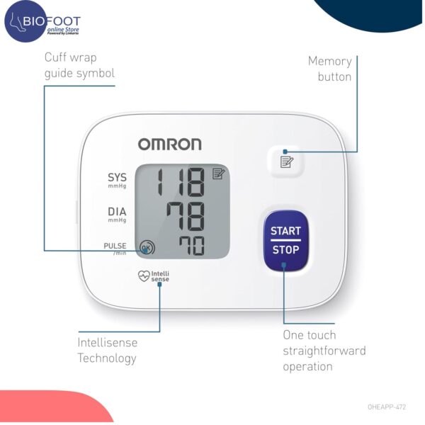 OMRON RS1 Automatic Wrist Blood Pressure Monitor for Home Use or on The Go - Clinically Validated Wrist Blood Pressure Machine with Pre-Formed Wrist BP Cuff (13.5-21.5 cm) - Cuff Wrap Guide Included - Image 2