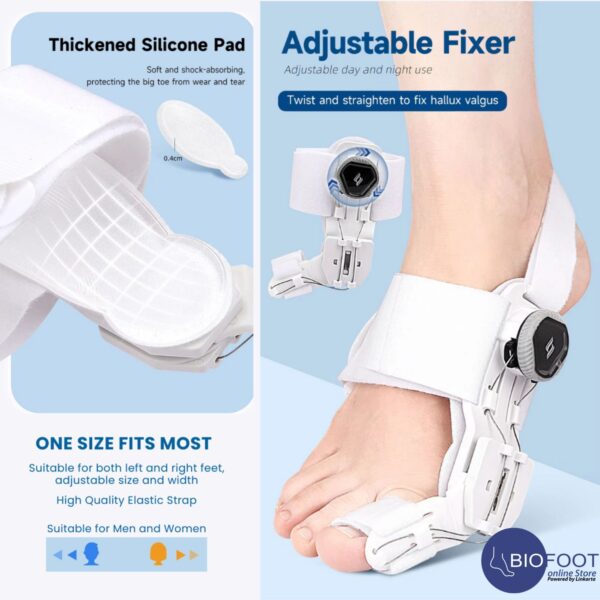 BIOFOOT Micro Adjustable Dial 2024 Orthopedic Bunion Corrector with & Silicone Pad, Big Toe Straightener & Separator, Hallux Valgus Brace for Bunion Pain Relief, 1pc (Left/Right) - Image 5