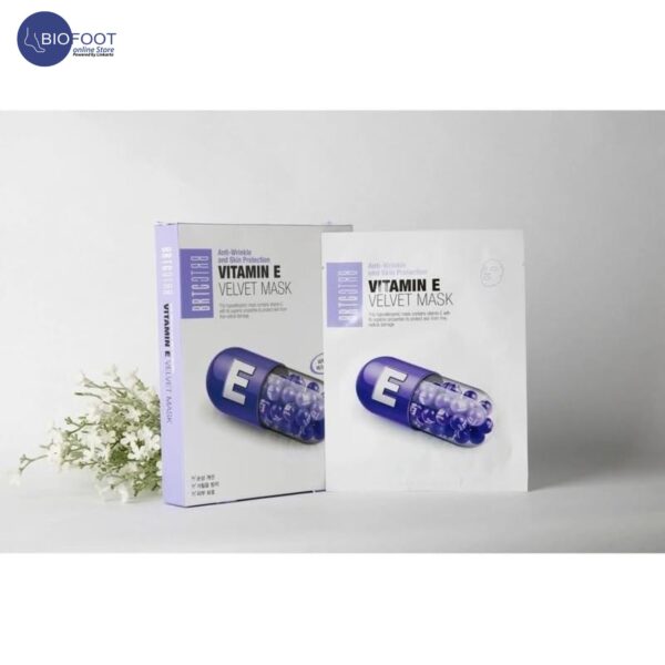 BRTC Vitamin E Velvet Face Mask, Anti Wrinkle, Smoothing, Protects Skin Against Sun Damage, 1 Sachet, 25g - Image 2