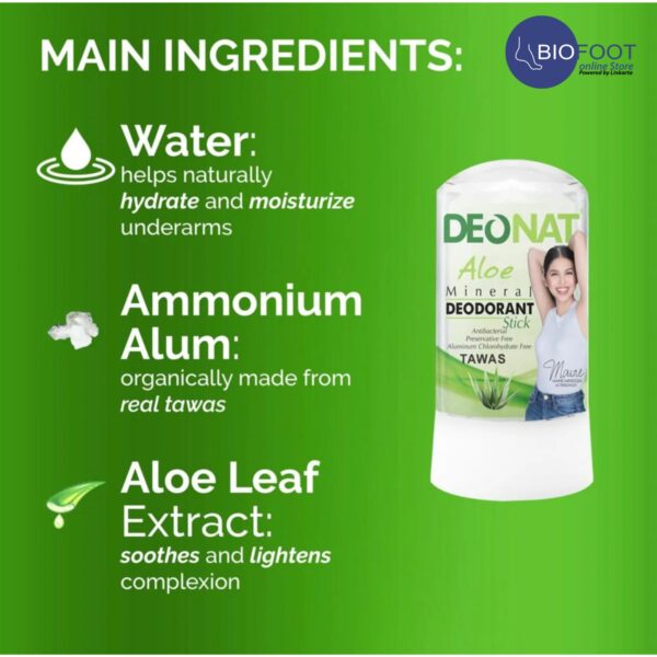 Deonat Aloe Mineral Deodorant Stick 60g - Image 4