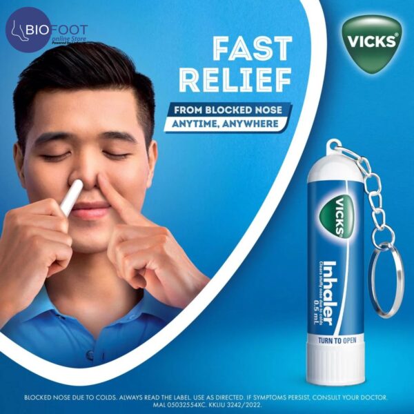 Vicks Vapor Inhaler Nasal Congestion Allergy Blocked Nose Key Chain 0.5ml - Image 4
