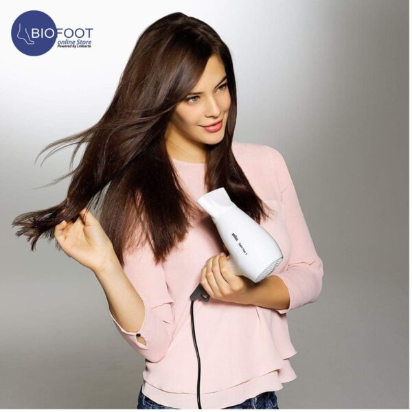 Braun Satin Hair Dryer BRHD180 Power Perfection | 1800 Watts | 2 Heat Settings | Cold Shot | Fast & Easy Drying | Ultra Light | Styline Nozzle - White - Image 5