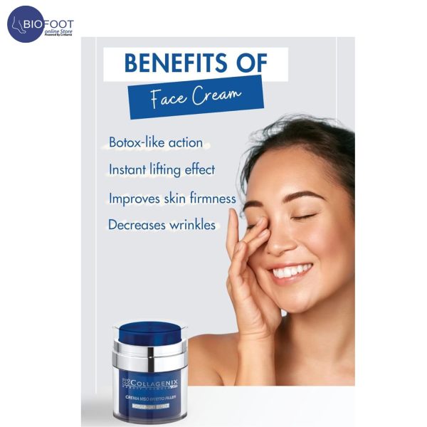 ESI BioCollagenix Anti-Aging Face Filler Cream – Botulin-Like Effect with Argireline, Marine Collagen & Hyaluronic Acid – Reduces Wrinkles, Firming, Hydrates & Brightens, Lightweight & Non-Greasy 50ml - Image 4
