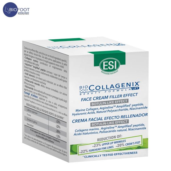 ESI BioCollagenix Anti-Aging Face Filler Cream – Botulin-Like Effect with Argireline, Marine Collagen & Hyaluronic Acid – Reduces Wrinkles, Firming, Hydrates & Brightens, Lightweight & Non-Greasy 50ml