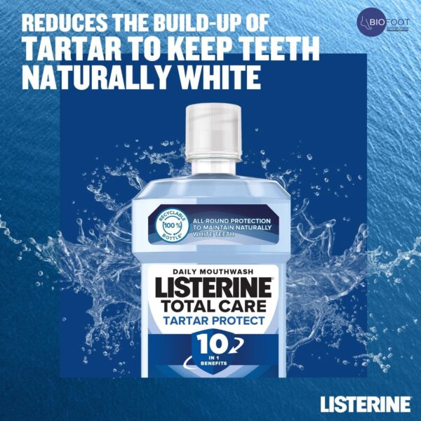 Listerine Total Care Tartar Protect 10in1 Benefits Fluoride Mouthwash 250ml - Image 4