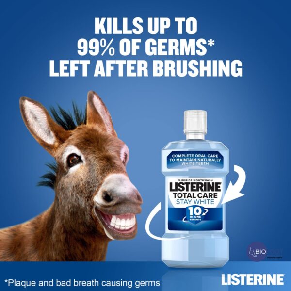 Listerine Total Care Tartar Protect 10in1 Benefits Fluoride Mouthwash 250ml - Image 3