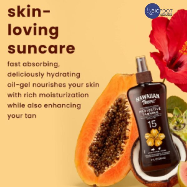 Hawaiian Tropic Sunscreen Oil Spray Protective Tanning, Enhance Tan & moisturize coconut oil, Tropical Scent, SPF15 236ml - Image 4