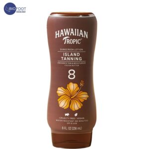 Hawaiian Tropic Sunscreen Lotion Island Tanning, enhance tan & moisturize cocoa butter, SPF 8 UVB, Water resistant (80Minutes), Vegan, No Oxybenzone - 236ml