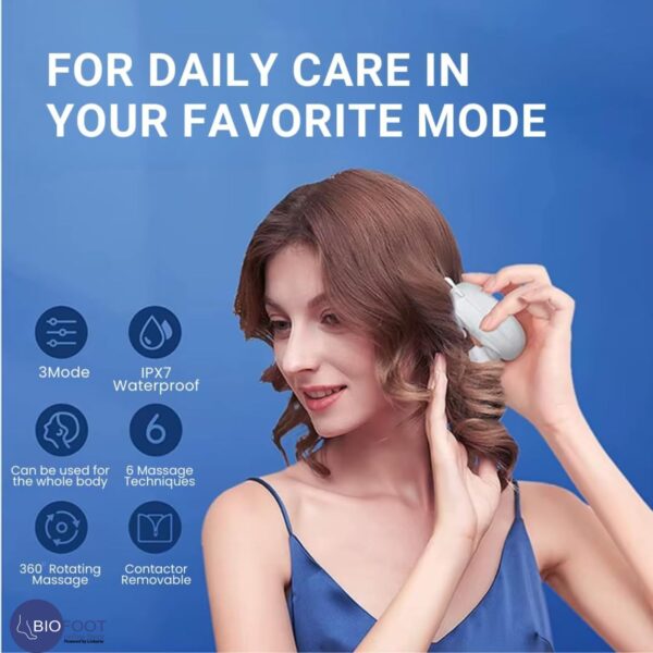 TechLove Electric Scalp Massager, Mini Portable Head Massager, Cordless & Rechargeable with 4 Massage Heads, for Hair Growth, Deep Clean & Scalp Stress Relief - Image 6