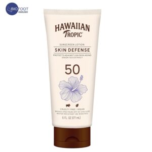 Hawaiian Tropic Sunscreen Lotion Skin Defense, Protect against UVA Skin Aging Green tea extract, SPF 50 177ml