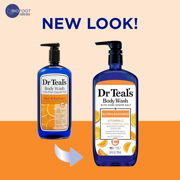 Dr Teal's Pure Epsom Salt Black Body Wash-Vitamin C & Citrus Oils 710ml - Image 2