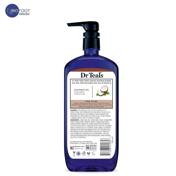 Dr Teal's Pure Epsom Salt  Body Wash-Cocunut Oil 710ml - Image 2