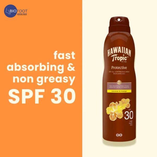 Hawaiian Tropic Protective Tanning Dry Oil Continuous Spray, SPF 30 170G - Image 3